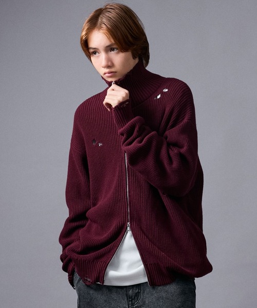 JUNRED（ジュンレッド）の「グランジドライバーズニット（ニット/セーター・レディース・レッド/ブラック/チャコールグレー・L/S/M）」の22枚目の写真