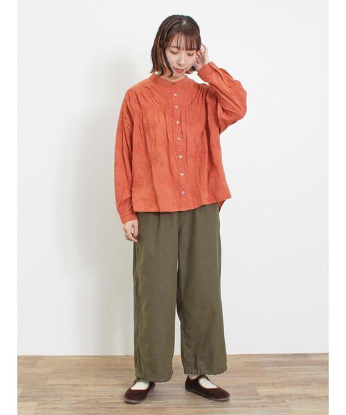 Samansa Mos2(サマンサ モスモス)の「ハンドステッチ風総刺繍ブラウス(シャツ/ブラウス・レディース・ベージュ/オレンジ/キナリ/チャコールグレー・F)」の9枚目の写真