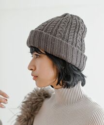 ケーブル×リブ編みリバーシブルニット帽