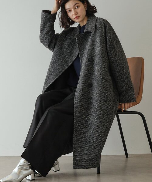 OPAQUE.CLIP（オペークドットクリップ）の「《Oggi掲載》スライバーチェスターコート【洗濯機洗い可】（チェスターコート・レディース・ブラック系3/ブラウン系4・38/40/42）」の4枚目の写真