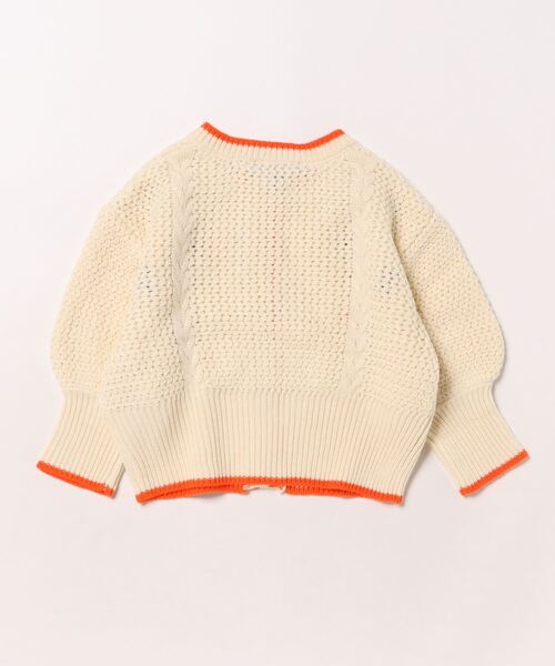 A BOND(アボンド)の「【おうちで洗える】ポンポンフラワーニットカーディガン(カーディガン/ボレロ・キッズ・オフホワイト・S/M/L/LL)」の13枚目の写真