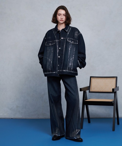 selle glant（セレグランテ）の「SILVER PAINT CURVE DENIM PANTS/シルバーペイントカーブデニムパンツ（デニムパンツ・メンズ・ブラック/インディゴブルー・SMALL/MEDIUM/LARGE）」の8枚目の写真