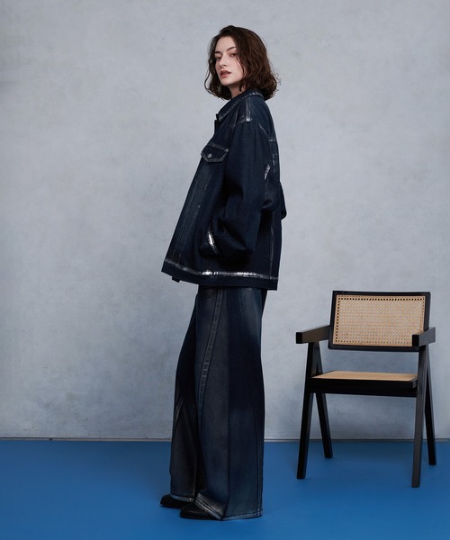 selle glant（セレグランテ）の「SILVER PAINT CURVE DENIM PANTS/シルバーペイントカーブデニムパンツ（デニムパンツ・メンズ・ブラック/インディゴブルー・SMALL/MEDIUM/LARGE）」の10枚目の写真