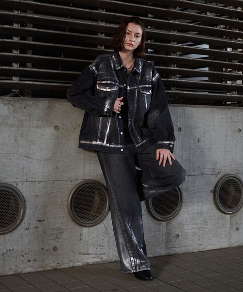 selle glant（セレグランテ）の「SILVER PAINT CURVE DENIM PANTS/シルバーペイントカーブデニムパンツ（デニムパンツ・メンズ・ブラック/インディゴブルー・SMALL/MEDIUM/LARGE）」の12枚目の写真