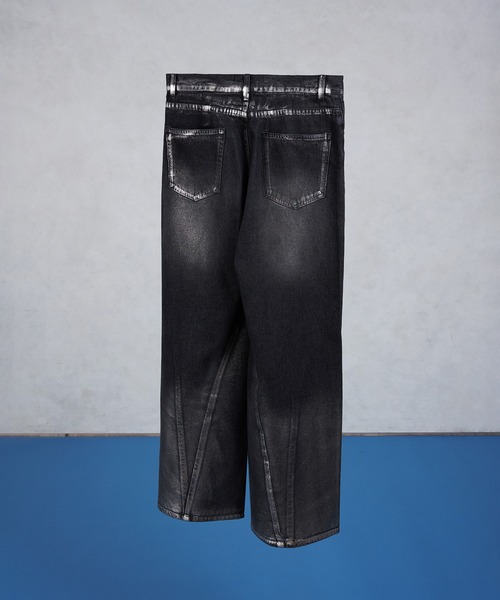 セール】SILVER PAINT CURVE DENIM PANTS/シルバーペイント