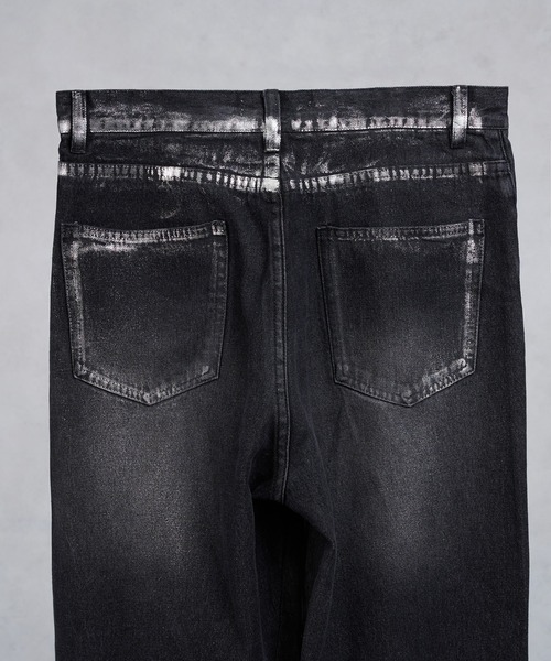 セール】SILVER PAINT CURVE DENIM PANTS/シルバーペイント