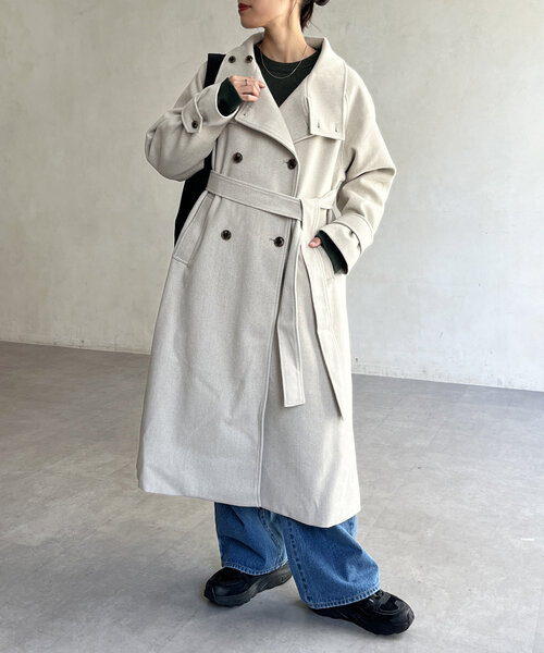 CPCM（シーピーシーエム）の「軽量メルトンスタンドコート（その他アウター・レディース・ブラック/ベージュ/ブラウン/カーキ・FREE）」の3枚目の写真