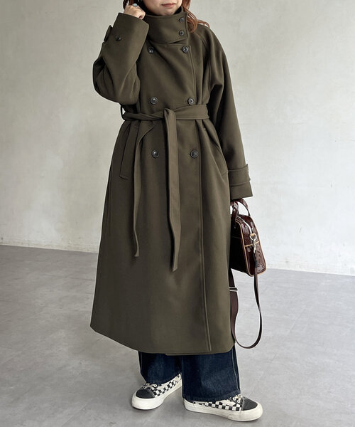 CPCM（シーピーシーエム）の「軽量メルトンスタンドコート（その他アウター・レディース・ブラック/ベージュ/ブラウン/カーキ・FREE）」の4枚目の写真