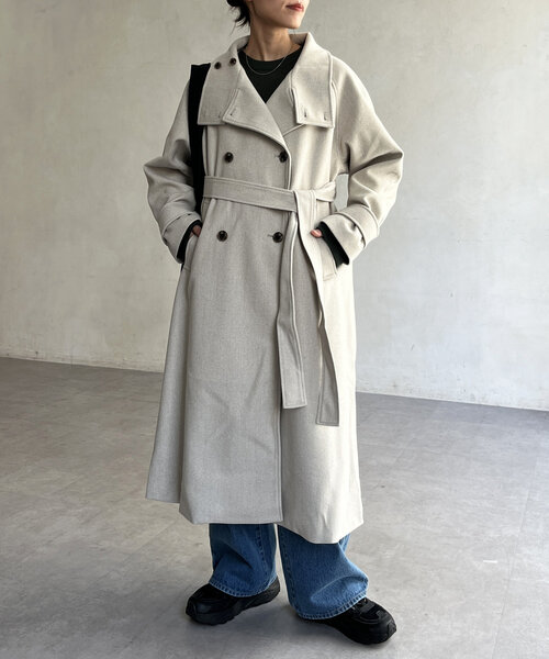 CPCM（シーピーシーエム）の「軽量メルトンスタンドコート（その他アウター・レディース・ブラック/ベージュ/ブラウン/カーキ・FREE）」の9枚目の写真