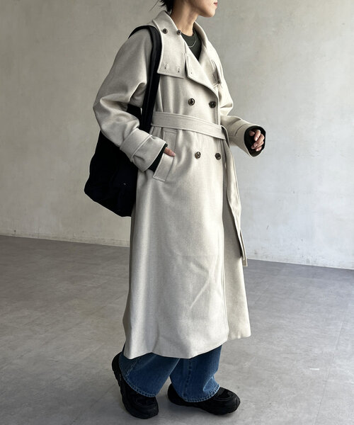 CPCM（シーピーシーエム）の「軽量メルトンスタンドコート（その他アウター・レディース・ブラック/ベージュ/ブラウン/カーキ・FREE）」の12枚目の写真