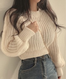 ローゲージ ショート ニット トップス