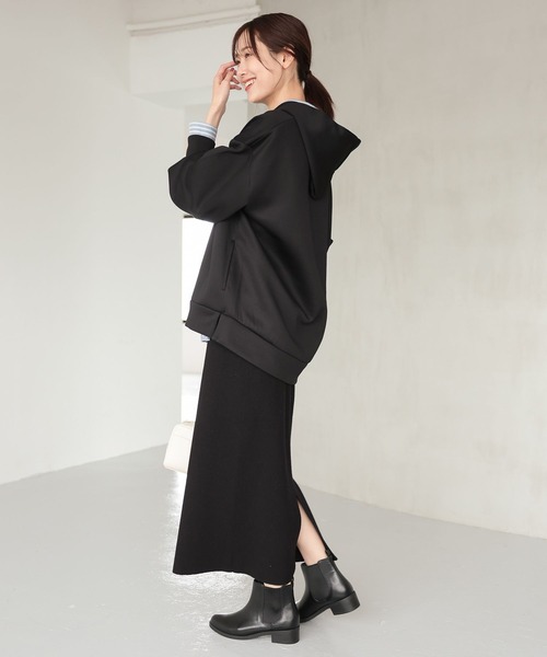 GLOBAL WORK（グローバルワーク）の「メルティニットリブIラインスカート/140368（スカート・レディース・ブラック系その他/ブラック/グレー系その他3/ブラウン・LARGE/MEDIUM）」の6枚目の写真