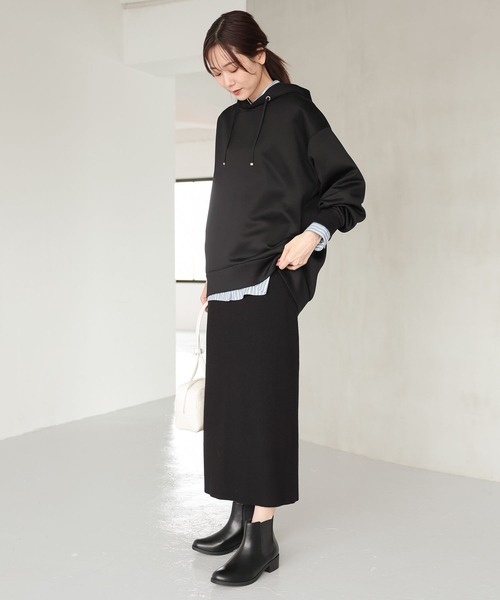 GLOBAL WORK（グローバルワーク）の「メルティニットリブIラインスカート/140368（スカート・レディース・ブラック系その他/ブラック/グレー系その他3/ブラウン・LARGE/MEDIUM）」の7枚目の写真