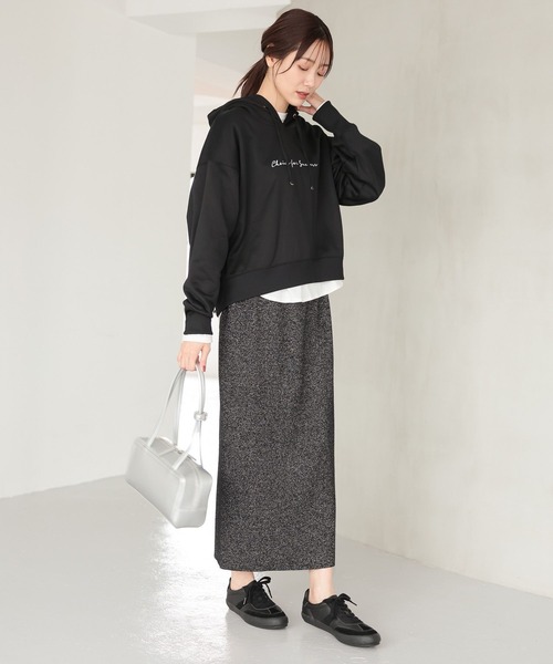 GLOBAL WORK（グローバルワーク）の「メルティニットリブIラインスカート/140368（スカート・レディース・ブラック系その他/ブラック/グレー系その他3/ブラウン・LARGE/MEDIUM）」の10枚目の写真