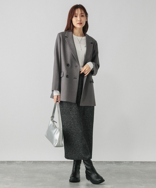 GLOBAL WORK（グローバルワーク）の「メルティニットリブIラインスカート/140368（スカート・レディース・ブラック系その他/ブラック/グレー系その他3/ブラウン・LARGE/MEDIUM）」の16枚目の写真