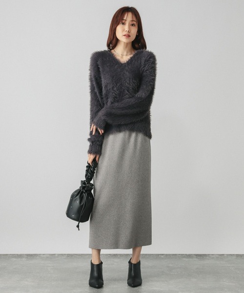 GLOBAL WORK（グローバルワーク）の「メルティニットリブIラインスカート/140368（スカート・レディース・ブラック系その他/ブラック/グレー系その他3/ブラウン・LARGE/MEDIUM）」の21枚目の写真