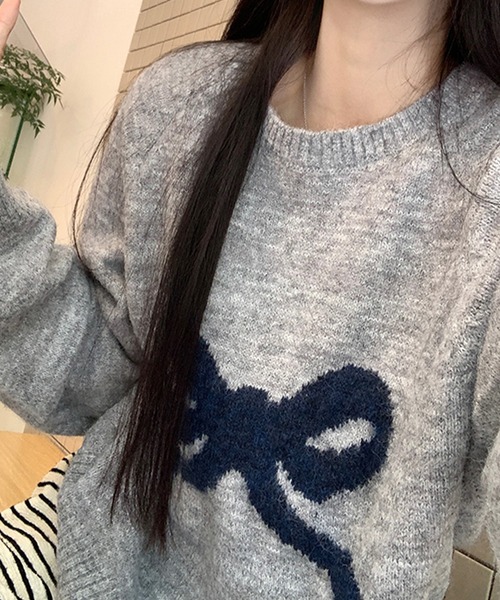 SpRay（スプレイ）の「シェットランドリボンニット（ニット/セーター・レディース・ベージュ/チャコールグレー/グレー・FREE）」の8枚目の写真