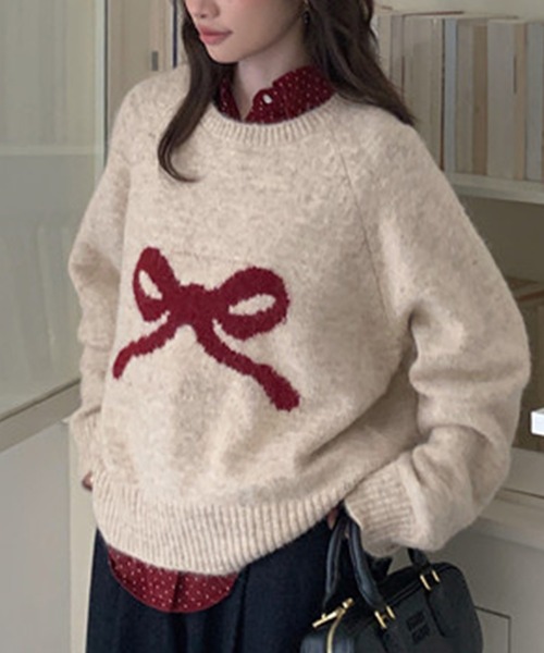 SpRay（スプレイ）の「シェットランドリボンニット（ニット/セーター・レディース・ベージュ/チャコールグレー/グレー・FREE）」の20枚目の写真