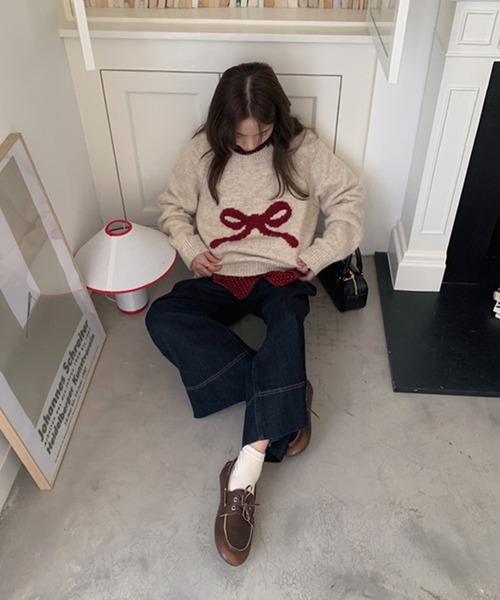 SpRay（スプレイ）の「シェットランドリボンニット（ニット/セーター・レディース・ベージュ/チャコールグレー/グレー・FREE）」の18枚目の写真