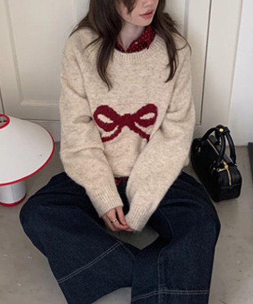 SpRay（スプレイ）の「シェットランドリボンニット（ニット/セーター・レディース・ベージュ/チャコールグレー/グレー・FREE）」の17枚目の写真