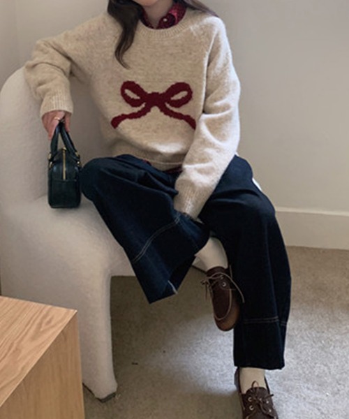 SpRay（スプレイ）の「シェットランドリボンニット（ニット/セーター・レディース・ベージュ/チャコールグレー/グレー・FREE）」の16枚目の写真