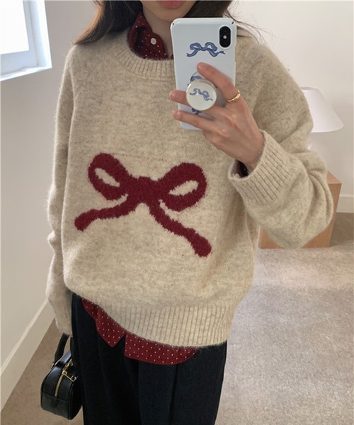 SpRay（スプレイ）の「シェットランドリボンニット（ニット/セーター・レディース・ベージュ/チャコールグレー/グレー・FREE）」の15枚目の写真