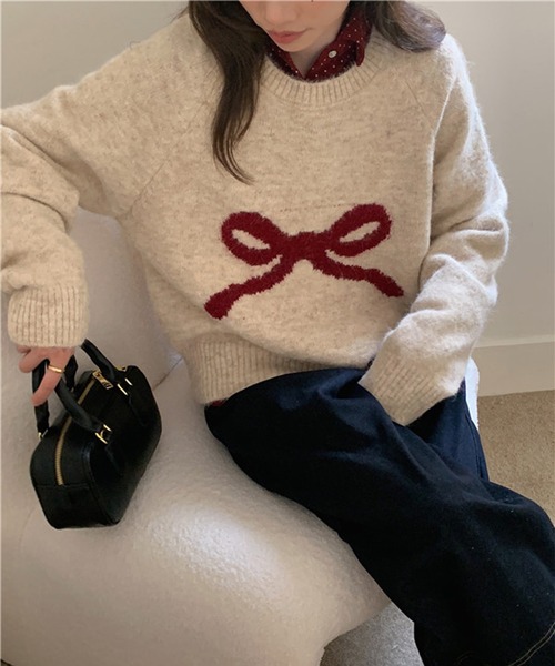 SpRay（スプレイ）の「シェットランドリボンニット（ニット/セーター・レディース・ベージュ/チャコールグレー/グレー・FREE）」の14枚目の写真