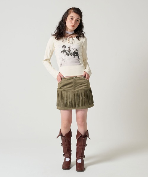 セール】フリンジ付き ウエスタンミニスカート TINA：JOJUN