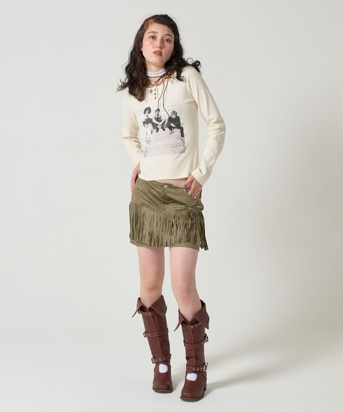セール】フリンジ付き ウエスタンミニスカート TINA：JOJUN