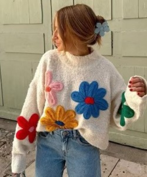 デイシー フラワーエンブロイダリーセットニット｜トップス 