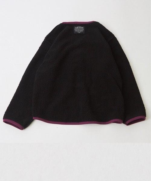 CUBE SUGAR（キューブシュガー）の「裏ボアベロアノーカラージャケット（ノーカラージャケット・レディース・ナチュラル/マルチ/ブラック/グリーン・M）」の9枚目の写真