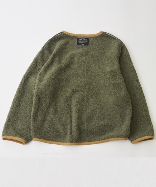 CUBE SUGAR（キューブシュガー）の「裏ボアベロアノーカラージャケット（ノーカラージャケット・レディース・ナチュラル/マルチ/ブラック/グリーン・M）」の11枚目の写真