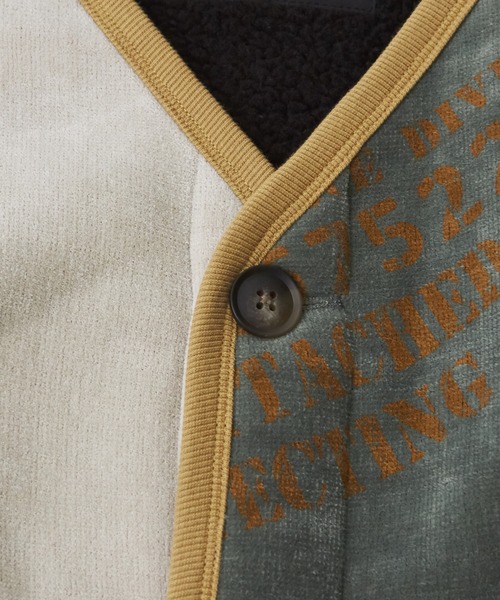 CUBE SUGAR（キューブシュガー）の「裏ボアベロアノーカラージャケット（ノーカラージャケット・レディース・ナチュラル/マルチ/ブラック/グリーン・M）」の14枚目の写真
