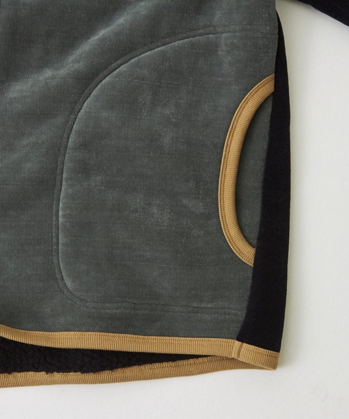 CUBE SUGAR（キューブシュガー）の「裏ボアベロアノーカラージャケット（ノーカラージャケット・レディース・ナチュラル/マルチ/ブラック/グリーン・M）」の16枚目の写真