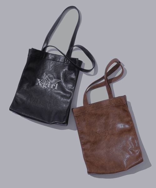 ANGEL EMBROIDERY FAUX LEATHER TOTE BAG（トートバッグ）｜X-girl（エックスガール）