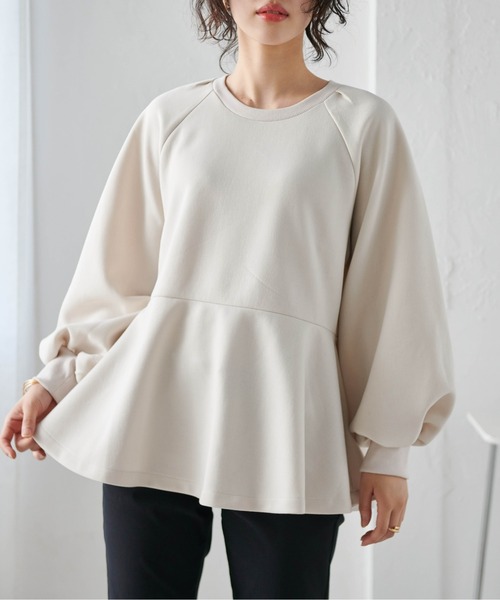 RANAN（ラナン）の「ボリュームスリーブペプラムスウェット（スウェット・レディース・ブラック/ライトベージュ・LL/L/M）」の16枚目の写真