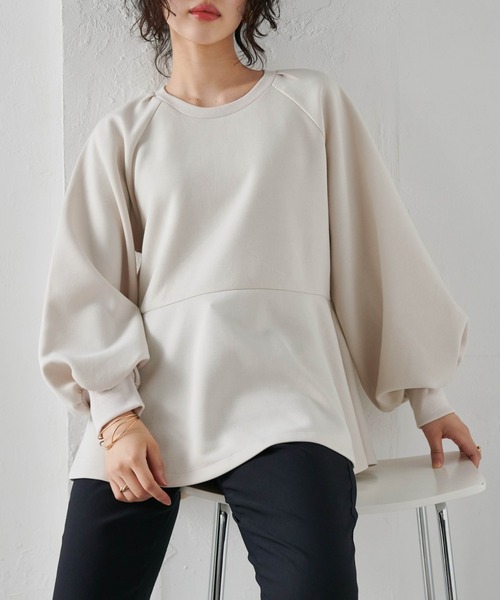 RANAN（ラナン）の「ボリュームスリーブペプラムスウェット（スウェット・レディース・ブラック/ライトベージュ・LL/L/M）」の17枚目の写真