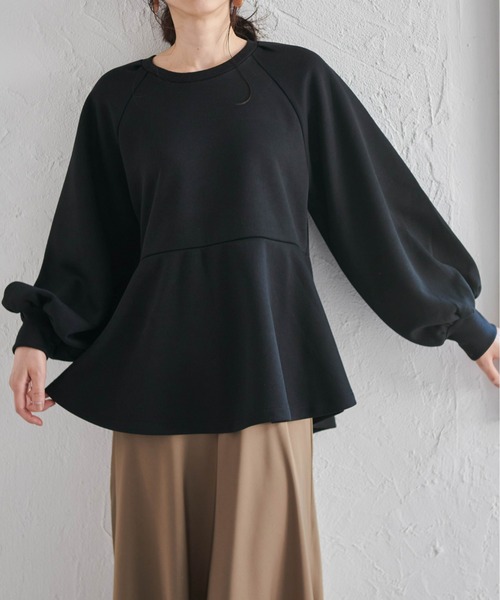RANAN（ラナン）の「ボリュームスリーブペプラムスウェット（スウェット・レディース・ブラック/ライトベージュ・LL/L/M）」の21枚目の写真