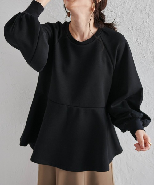 RANAN（ラナン）の「ボリュームスリーブペプラムスウェット（スウェット・レディース・ブラック/ライトベージュ・LL/L/M）」の22枚目の写真