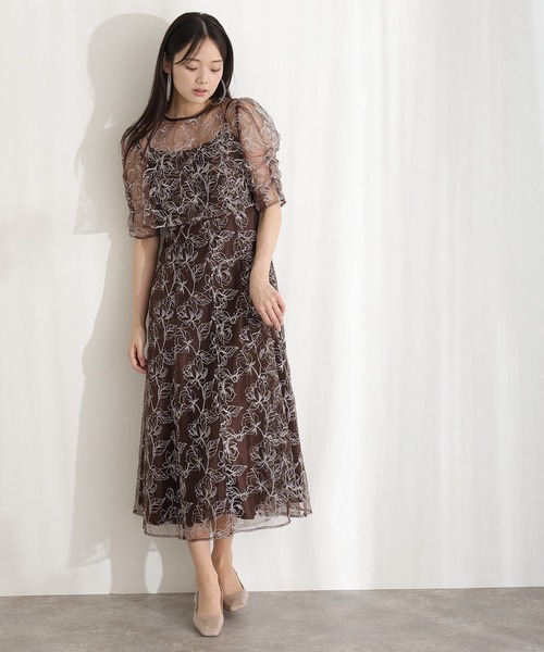 PourVous(プールヴー)の「七分袖&ミモレ丈 同窓会 トップス付きセレモニー 結婚式 フォーマル オケージョンドレス パーティー ドレス 二次会 成人式 お呼ばれ 謝恩会 20代 30代(ドレス・レディース・パープル系/ベージュ/グリーン系その他/ブルー系その他/チャコール/ブラウン・M/L)」の3枚目の写真