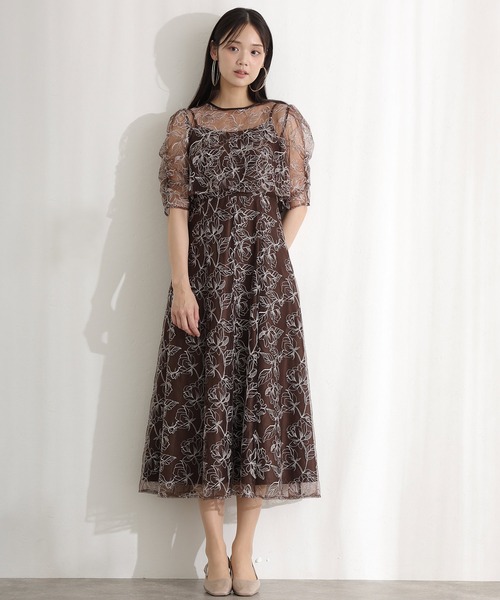 七分袖&ミモレ丈同窓会トップス付きセレモニー結婚式フォーマル