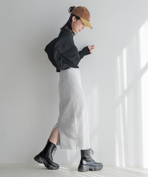 LOWRYS FARM（ローリーズファーム）の「シャギーラメタイトスカート　152819（スカート・レディース・ブラック/グレー・FREE）」の9枚目の写真