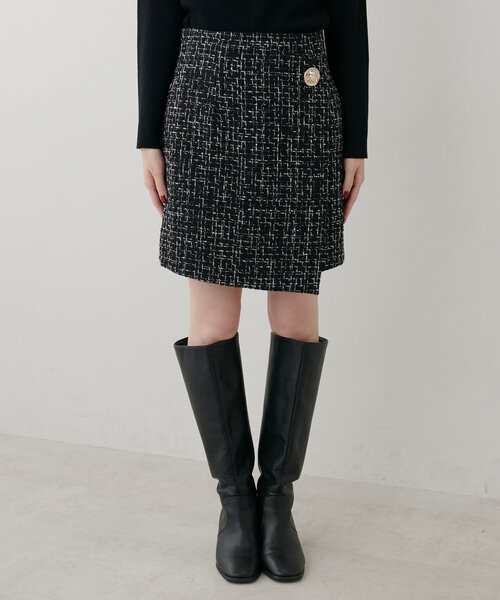 natural couture(ナチュラルクチュール)の「べこべこ釦ラップミニスカート(スカート・レディース・ブラウン/ホワイト系その他/チャコールグレー/ブラック系その他・FREE)」の16枚目の写真
