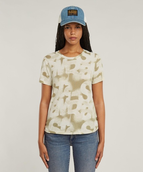 G-STAR(ジースター)の「SPRAYED LETTERS TOP/スプレーグラフィックプリントロゴTシャツ(Tシャツ/カットソー・レディース・ブルー系その他/ブラック系その他/ベージュ系その他/ピンク系その他・SMALL/X-SMALL/MEDIUM)」の3枚目の写真
