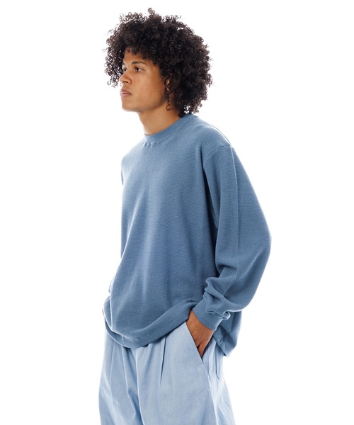 Sandinista(サンディニスタ)の「2 Tone Cotton Knit Top / 2トーンコットンニットトップ(ニット/セーター・メンズ・ホワイト系その他/ブルー系その他/チャコール・LARGE/MEDIUM/SMALL)」の3枚目の写真