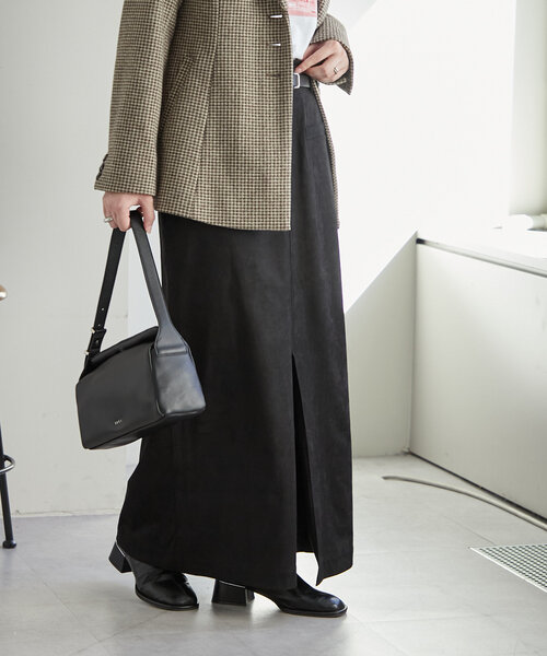 mystic（ミスティック）の「ベルト付きフェイクスウェードスカート（スカート・レディース・ブラック/ブラウン・FREE）」の3枚目の写真