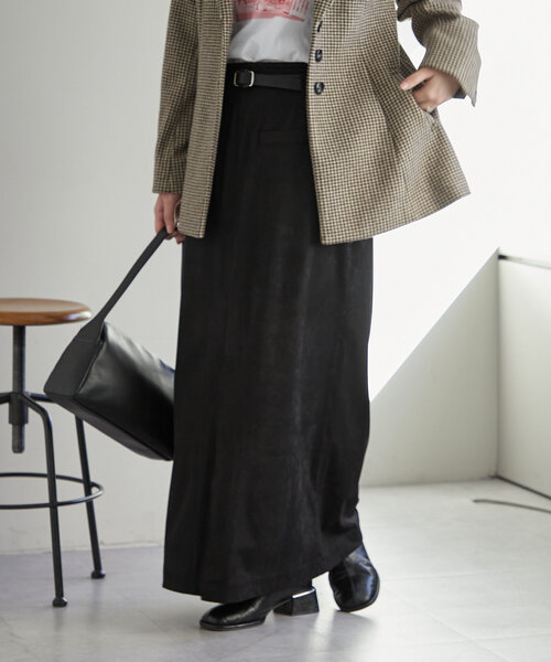 mystic（ミスティック）の「ベルト付きフェイクスウェードスカート（スカート・レディース・ブラック/ブラウン・FREE）」の4枚目の写真