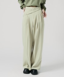 Double Button High-Waist Wide Slacks / ウエストベルト 2タック ワイドスラックス