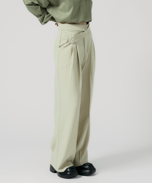 Chick（チック）の「Double Button High-Waist Wide Slacks / ウエストベルト 2タック ワイドスラックス（スラックス・レディース・グレー/ブラック/ナチュラル・FREE）」の14枚目の写真