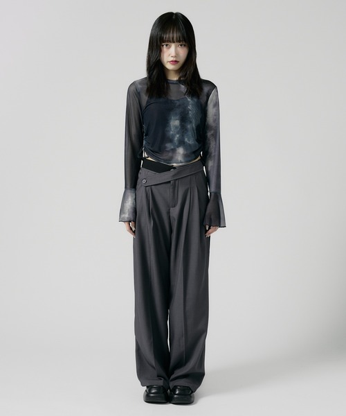 Chick（チック）の「Double Button High-Waist Wide Slacks / ウエストベルト 2タック ワイドスラックス（スラックス・レディース・グレー/ブラック/ナチュラル・FREE）」の20枚目の写真